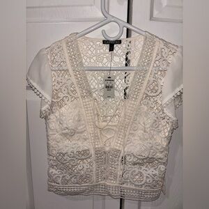 Express Women's Lace Top - Cream